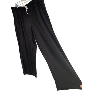 DKNY Womens XXL Wide Leg Jogger crop Pants Black Comfy Lounge Wear RZ10401 NWOT